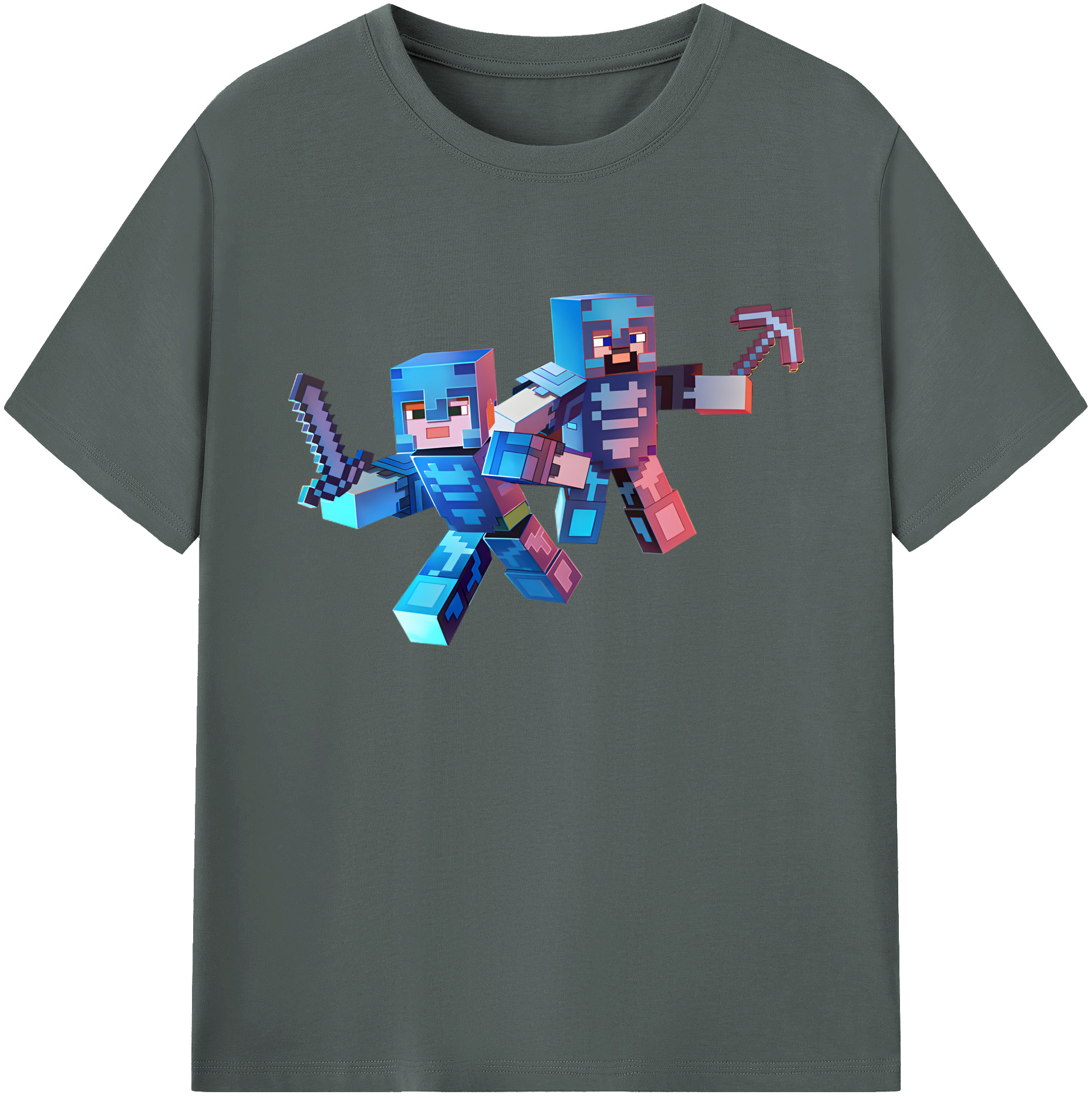 （画像用） マインクラフト ブロックの世界 Minecraft MC Block world 綿100％ メンズ半袖Tシャツ｜肌触りやわらか＆通気性